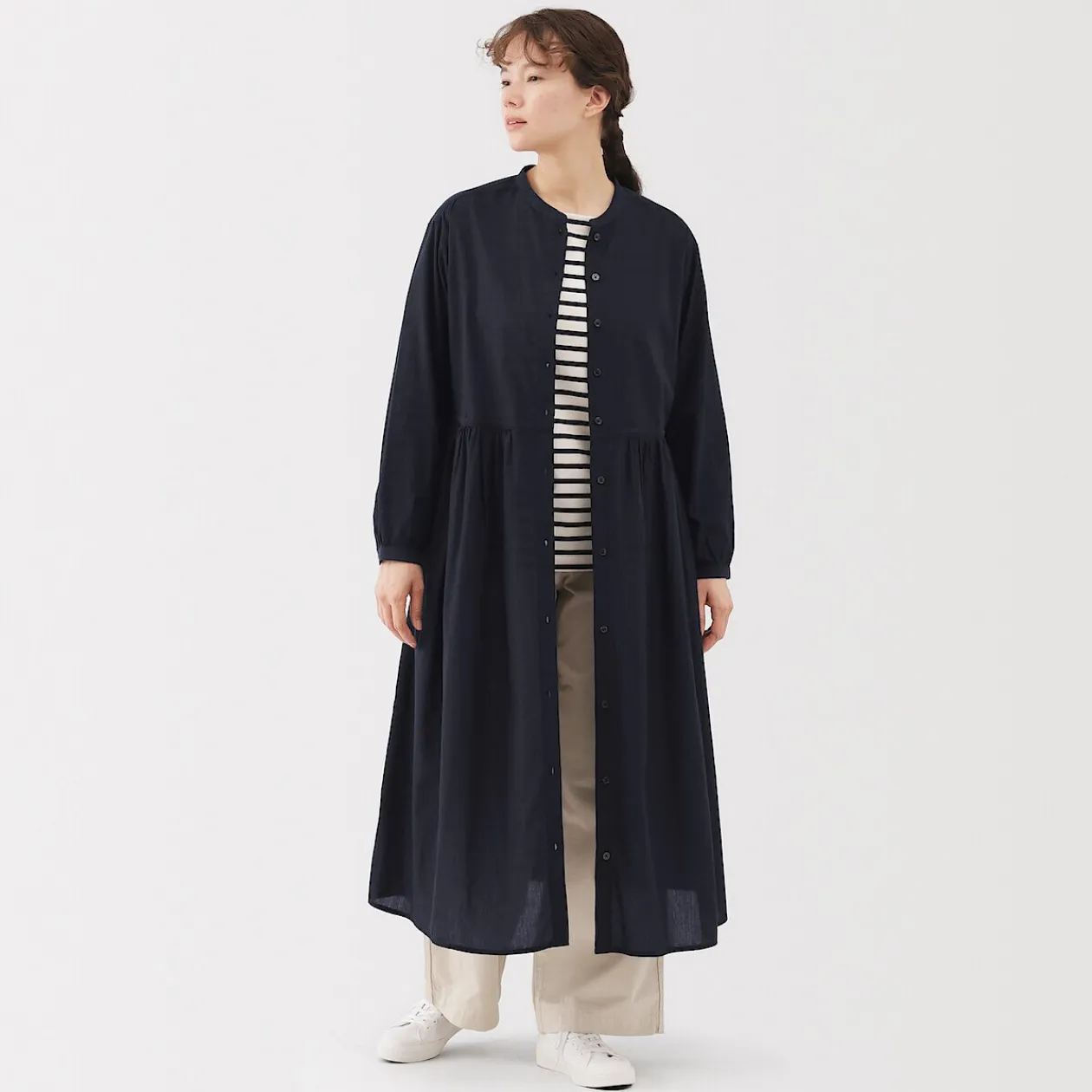 Robes Et Tuniques^Muji Robe chemise midi en voile de coton pour femme