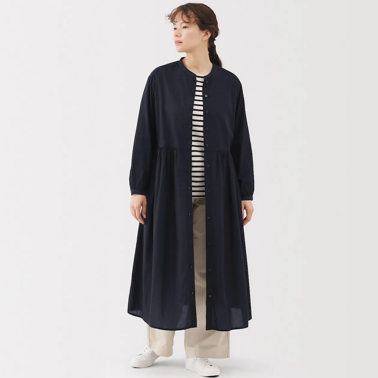Robes Et Tuniques^Muji Robe chemise midi en voile de coton pour femme