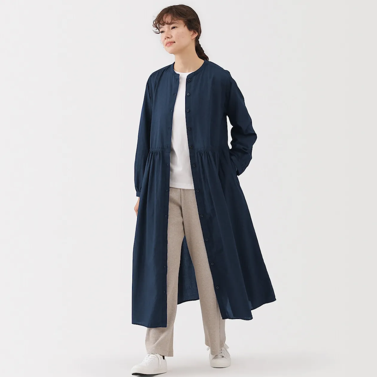 Robes Et Tuniques^Muji Robe chemise midi en voile de coton pour femme