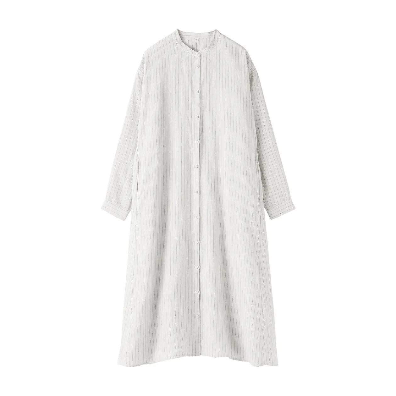 Robes Et Tuniques^Muji Robe-chemise à col officier en lin lavé pour femme