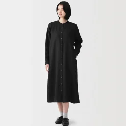 Robes Et Tuniques^Muji Robe-chemise à col officier en lin lavé pour femme