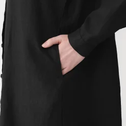 Robes Et Tuniques^Muji Robe-chemise à col officier en lin lavé pour femme