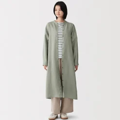 Robes Et Tuniques^Muji Robe-chemise à col officier en lin lavé pour femme