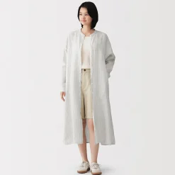 Robes Et Tuniques^Muji Robe-chemise à col officier en lin lavé pour femme