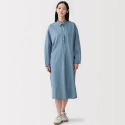 Robes Et Tuniques^Muji Robe-chemise légère en denim de kapok mélangé pour femme