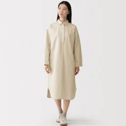Robes Et Tuniques^Muji Robe-chemise légère en sergé de kapok mélangé pour femme Blanc Brut
