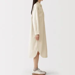 Robes Et Tuniques^Muji Robe-chemise légère en sergé de kapok mélangé pour femme Blanc Brut