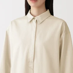 Robes Et Tuniques^Muji Robe-chemise légère en sergé de kapok mélangé pour femme Blanc Brut