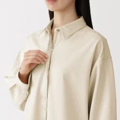 Robes Et Tuniques^Muji Robe-chemise légère en sergé de kapok mélangé pour femme Blanc Brut