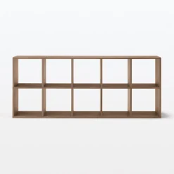 Étagères Modulables En Bois^Muji Set de 2 étagères étroites en noyer ‐ 2x5 niveaux (Dont Eco‐part. 5,30 €)