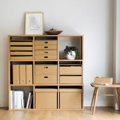 Étagères Modulables En Bois^Muji Set de 3 étagères étroites en chêne ‐ 3x3 niveaux (Dont Eco‐part. 3,90 €)