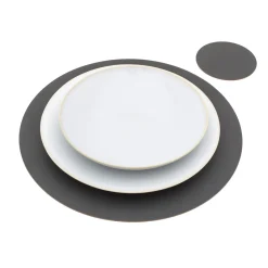 Linge De Table^Muji Set de table en cuir recyclé - Graphite