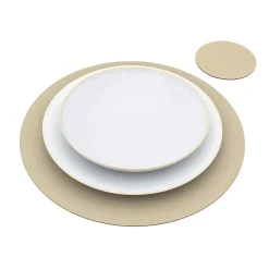 Linge De Table^Muji Set de table en cuir recyclé - Gris Cendré