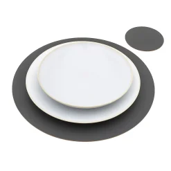 Linge De Table^Muji Set de table en cuir recyclé - Gris Cendré