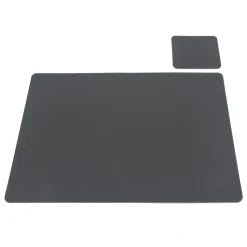 Linge De Table^Muji Set de table en cuir recyclé - rectangulaire, Graphite