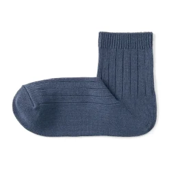 Chaussettes^Muji Socquettes à côtes extensibles à angle droit pour femme Bleu