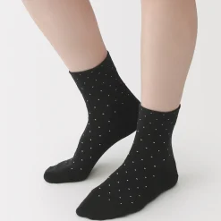 Chaussettes^Muji Soquettes à pois et à bordures confortables pour femme