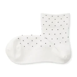 Chaussettes^Muji Soquettes à pois et à bordures confortables pour femme