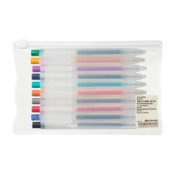 Packs De Stylos Et Crayons|Stylos Encre Gel^Muji Stylo à bille à encre gel rétractable coloré - 0,5 mm - Lot de 10