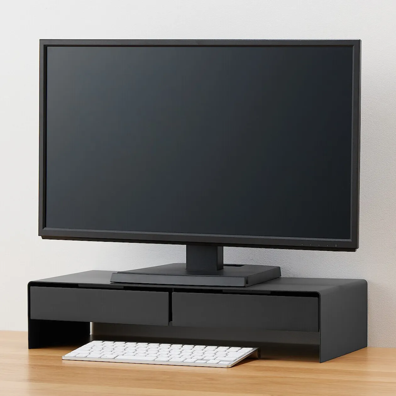 Boîtes Et Rangement De Bureau^Muji Support d'écran en acier avec tiroir ‐ large