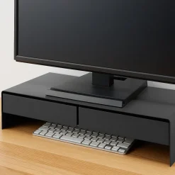 Boîtes Et Rangement De Bureau^Muji Support d'écran en acier avec tiroir ‐ large