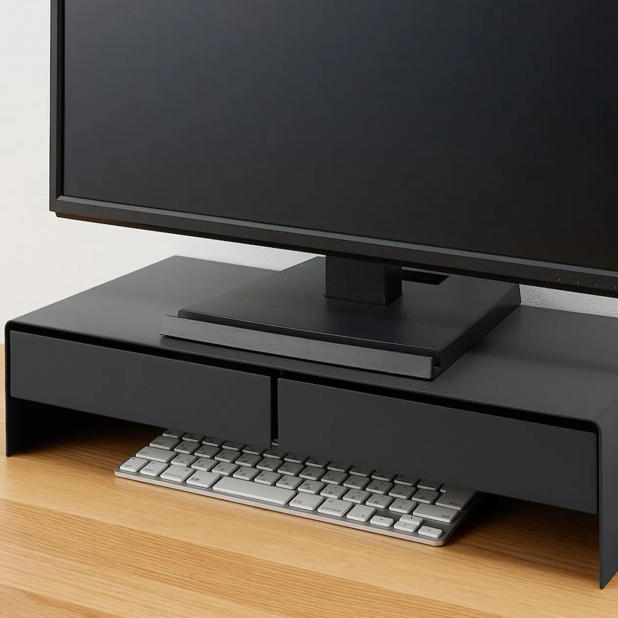 Boîtes Et Rangement De Bureau^Muji Support d'écran en acier avec tiroir ‐ large