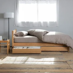 Lits^Muji Table de nuit en chêne