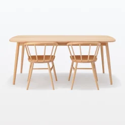 Tables^Muji Table en être massif à pieds arrondis ‐ Grande