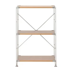 Étagères En Pin Et En Acier^Muji Étagère en acier inoxydable plaquée chêne étroite ‐ 3 niveaux (Dont Eco‐part. 1,80 €)