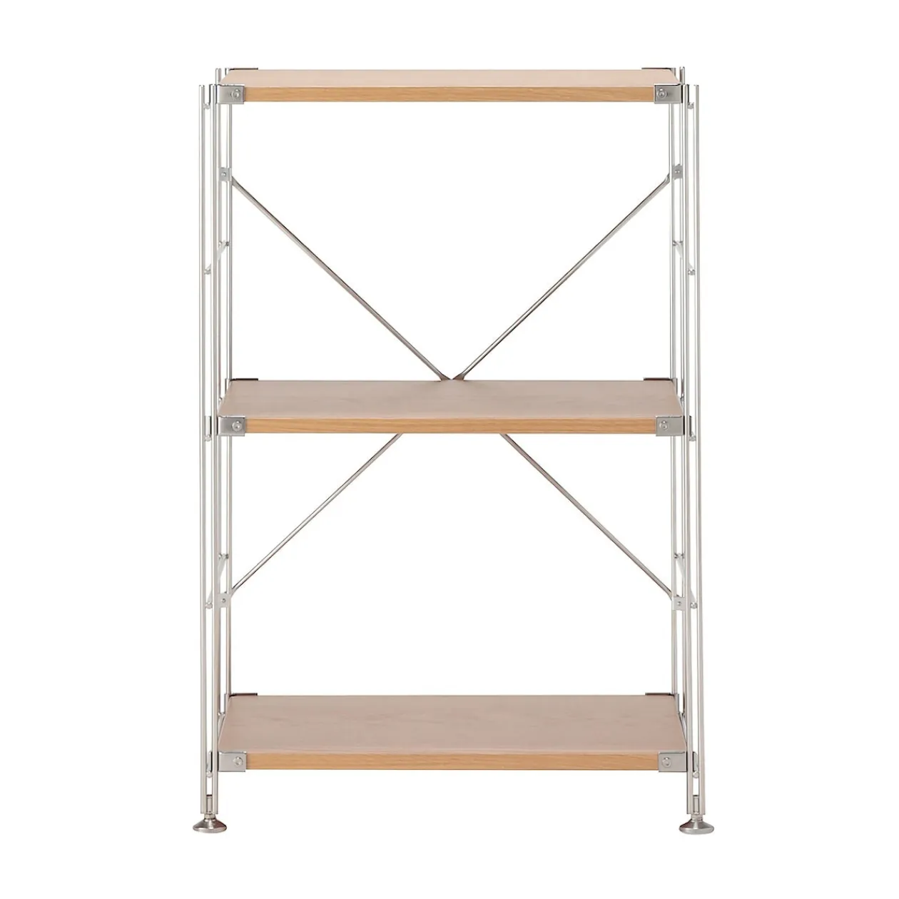 Étagères En Pin Et En Acier^Muji Étagère en acier inoxydable plaquée chêne étroite ‐ 3 niveaux (Dont Eco‐part. 1,80 €)