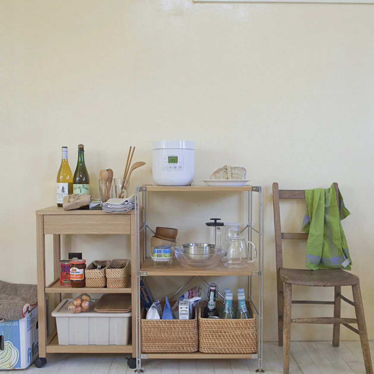 Étagères En Pin Et En Acier^Muji Étagère en acier inoxydable plaquée chêne étroite ‐ 3 niveaux (Dont Eco‐part. 1,80 €)