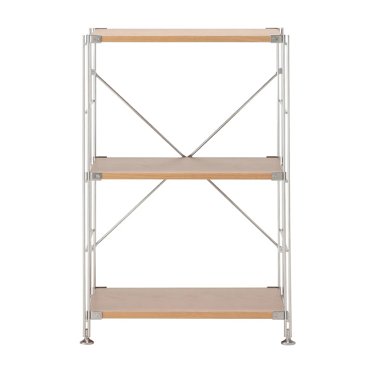 Étagères En Pin Et En Acier^Muji Étagère en acier inoxydable plaquée chêne étroite ‐ 3 niveaux (Dont Eco‐part. 1,80 €)