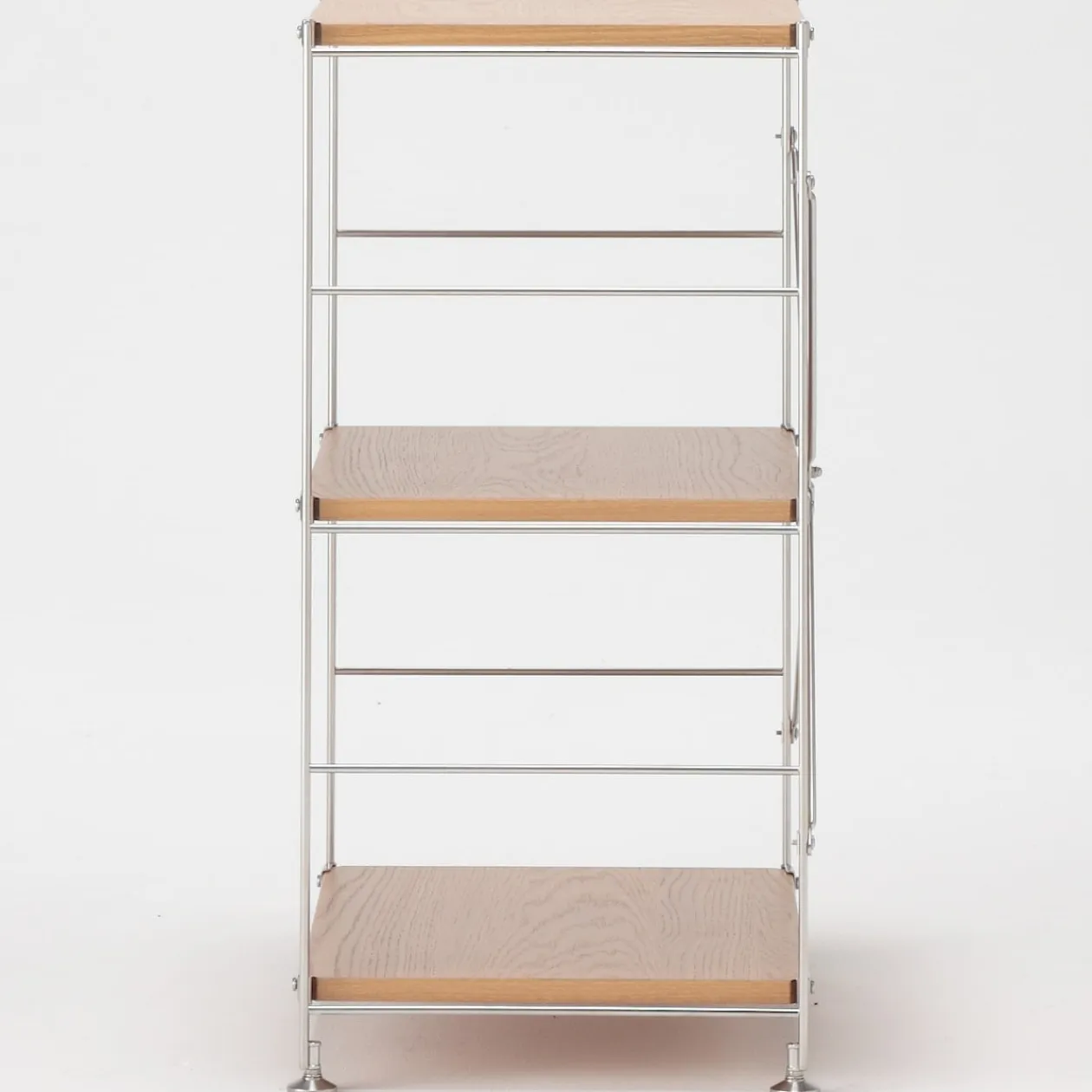 Étagères En Pin Et En Acier^Muji Étagère en acier inoxydable plaquée chêne étroite ‐ 3 niveaux (Dont Eco‐part. 1,80 €)