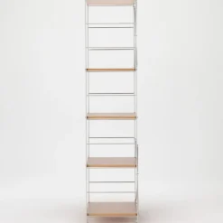 Étagères En Pin Et En Acier^Muji Étagère en acier inoxydable plaqué Chêne ‐ Étroite ‐ Grande 8791