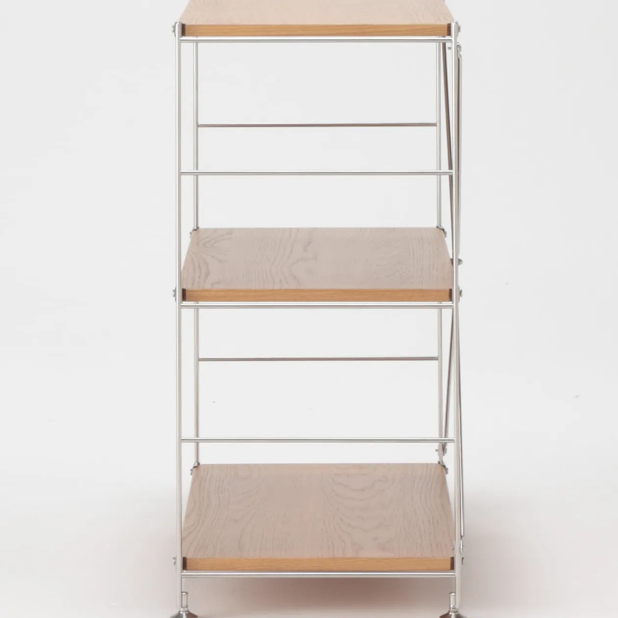 Étagères En Pin Et En Acier^Muji Étagère en acier inoxydable plaquée chêne large ‐ 3 niveaux (Dont Eco‐part. 2,80 €)