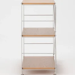 Étagères En Pin Et En Acier^Muji Étagère en acier inoxydable plaquée chêne large ‐ 3 niveaux (Dont Eco‐part. 2,80 €)