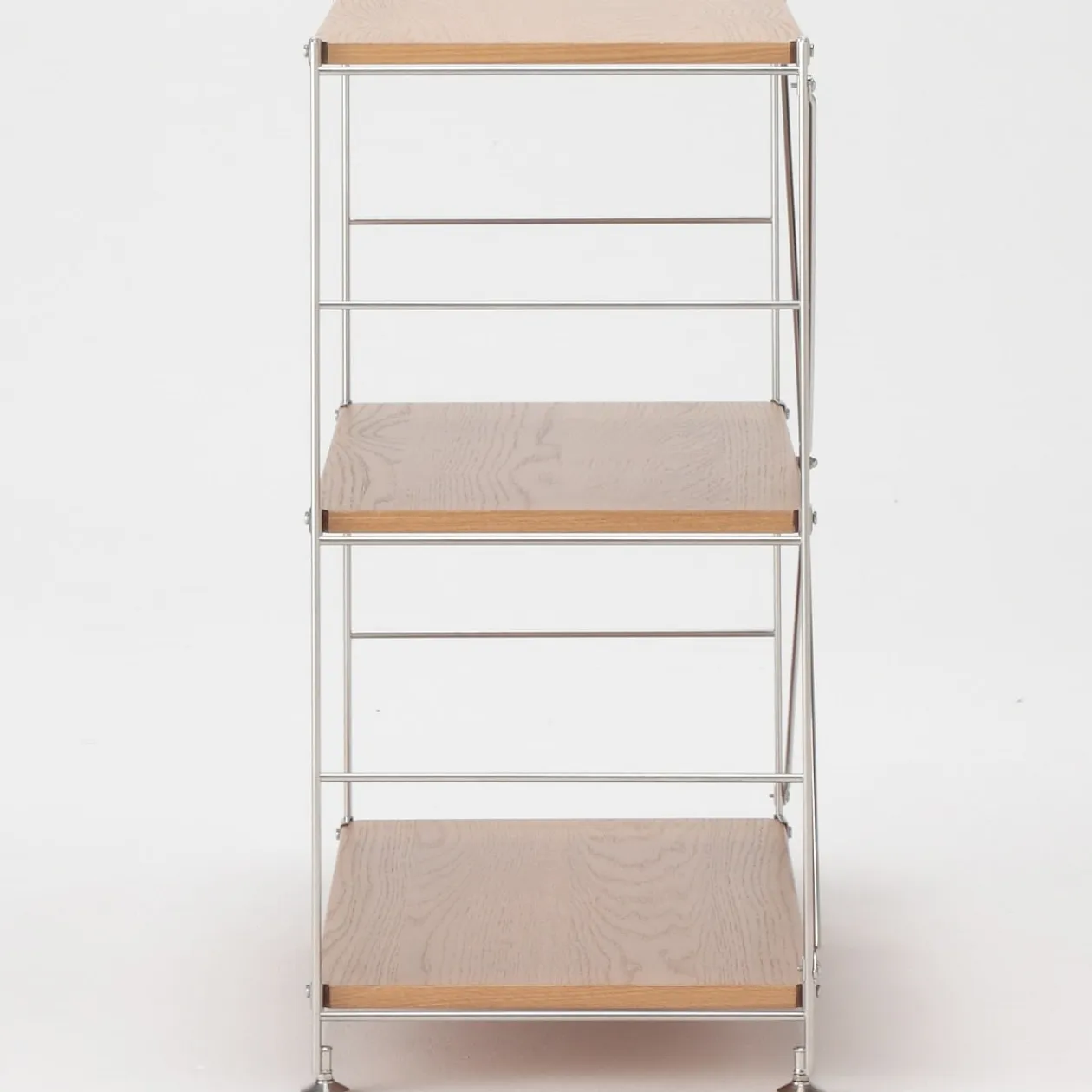 Étagères En Pin Et En Acier^Muji Étagère en acier inoxydable plaquée chêne large ‐ 3 niveaux (Dont Eco‐part. 2,80 €)