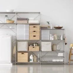 Étagères En Pin Et En Acier^Muji Étagère en acier inoxydable ‐ Large ‐ Grande (Dont Eco‐part. 1,80 €)