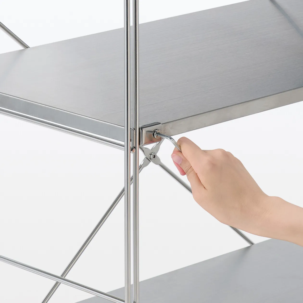 Étagères En Pin Et En Acier^Muji Étagère en acier inoxydable ‐ Large ‐ Grande (Dont Eco‐part. 1,80 €)