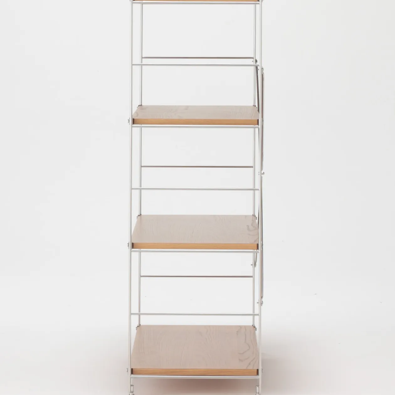 Étagères En Pin Et En Acier^Muji Étagère en acier inoxydable plaquée chêne large ‐ 4 niveaux (Dont Eco part. 2,80 €)