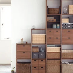 Étagères Modulables En Bois^Muji Étagère étroite en noyer ‐ 5 niveaux (Dont Eco‐part. 2,80 €)