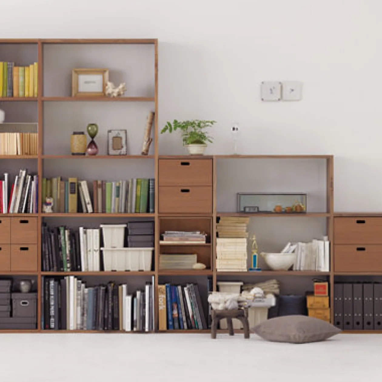 Étagères Modulables En Bois^Muji Étagère étroite en noyer ‐ 5 niveaux (Dont Eco‐part. 2,80 €)