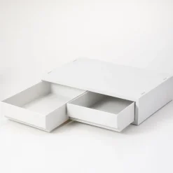 Petits Rangements En Polypropylène|Boîtes Et Rangement De Bureau^Muji Tiroir en PP paysage 2 compartiments gris blanc L37X P26X H9cm