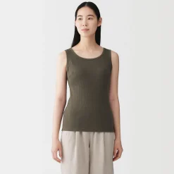 Hauts Et T‐Shirts|Sous‐Vêtements^Muji Top brassière court côtelé en coton pour femme