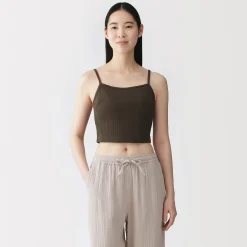 Hauts Et T‐Shirts|Sous‐Vêtements^Muji Top brassière court côtelé en coton pour femme