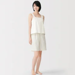 Hauts Et T‐Shirts|Sous‐Vêtements^Muji Top sans manches en double gaze à pois dobby pour femme