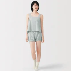 Hauts Et T‐Shirts|Sous‐Vêtements^Muji Top sans manches en double gaze à pois dobby pour femme