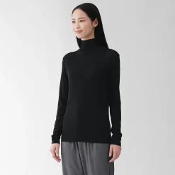 Hauts Et T‐Shirts|Sous‐Vêtements^Muji T-shirt à col roulé transparent à manches longues en mélange de lyocell pour femme