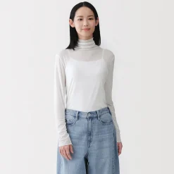 Hauts Et T‐Shirts|Sous‐Vêtements^Muji T-shirt à col roulé transparent à manches longues en mélange de lyocell pour femme