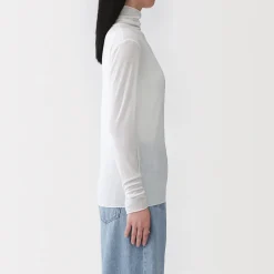 Hauts Et T‐Shirts|Sous‐Vêtements^Muji T-shirt à col roulé transparent à manches longues en mélange de lyocell pour femme